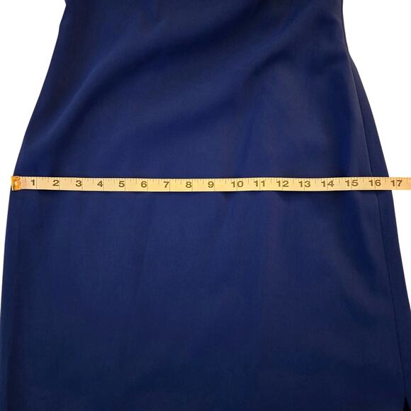 Badgley Mishka Royal Blue One Shoulder Ruffle Evening Gown 2 Formal Wedding - Picture 13 of 16